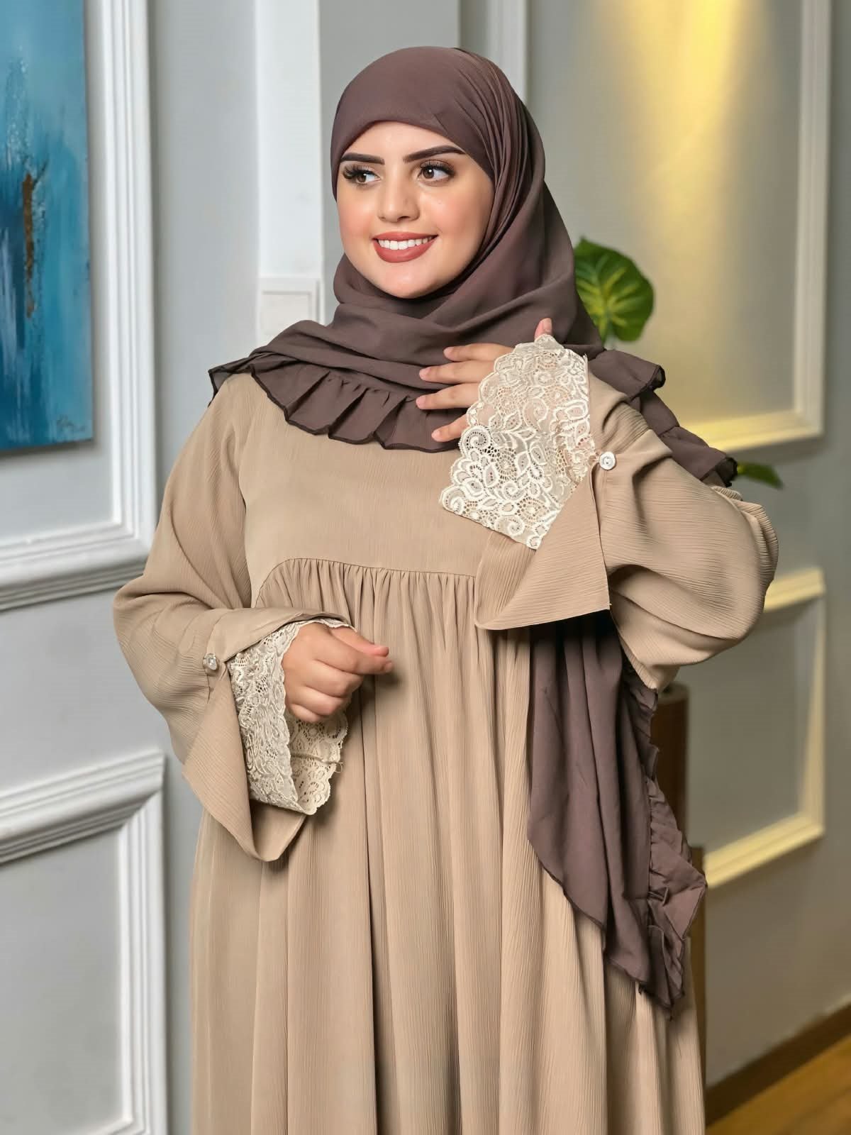 Abaya Dentelle — Beige
